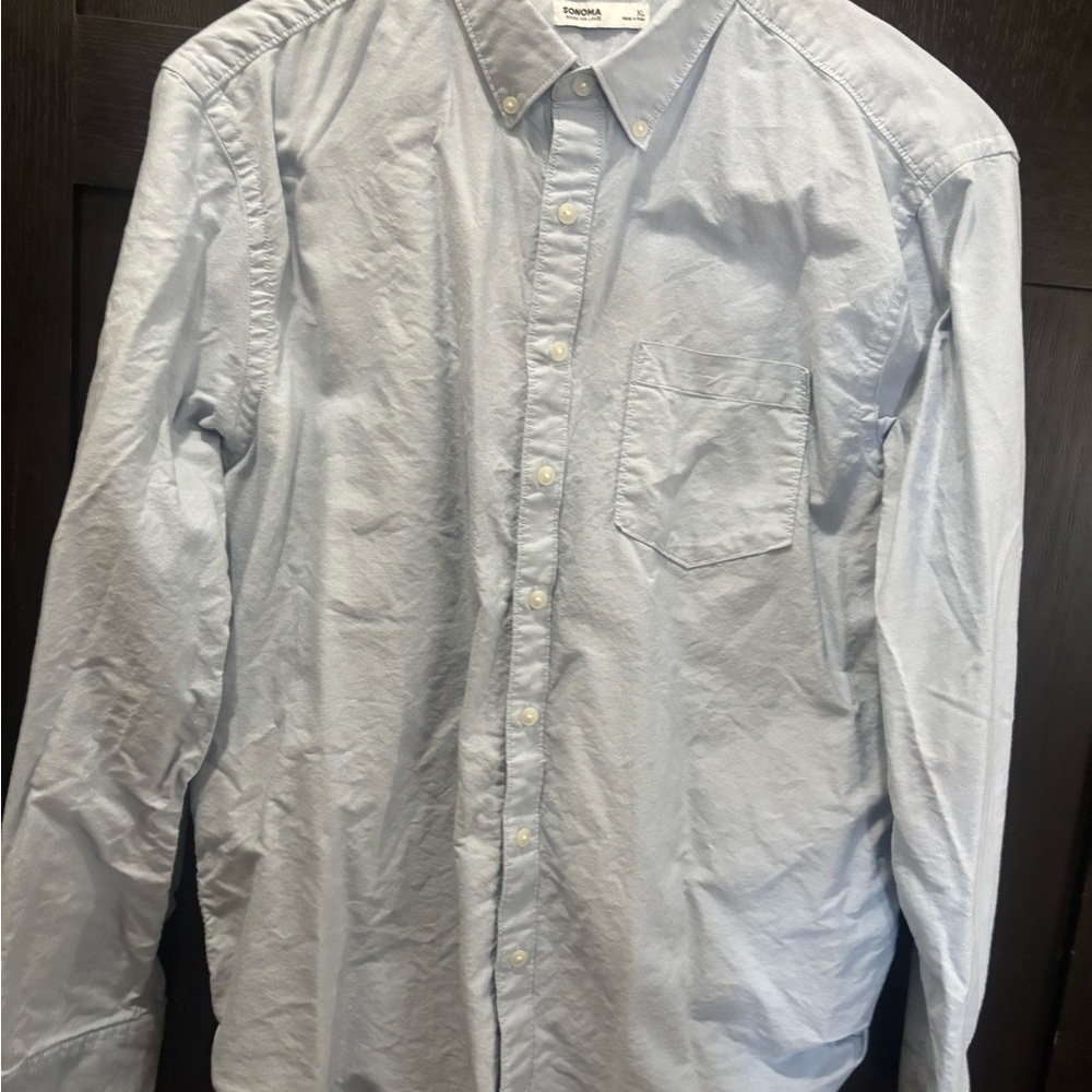 Sonoma Pale Blue Men's Button-Down Oxford Shirt